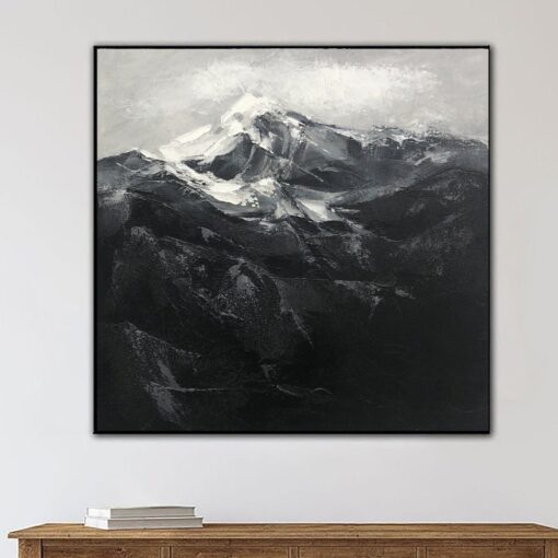 Buy Extra Large Painting Abstract Mountain Painting Original Art Oil Painting on Canvas Black And White Large Artwork Above Bedroom Decor | MOUNTAIN PEAK online shopping cheap