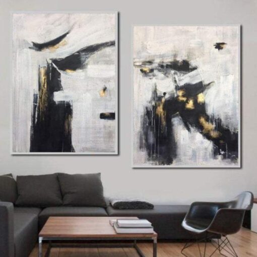 Buy Extra Large Painting Contemporary Art Black And White Abstract Painting Sets Painting 2 Piece | WINTER SECRET online shopping cheap