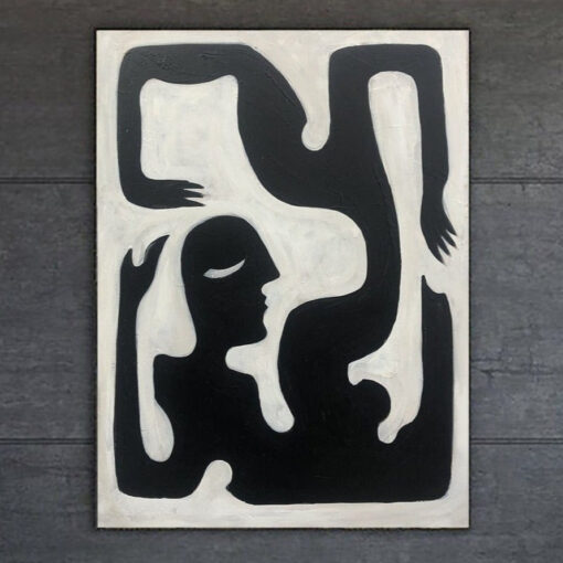 Buy Extra Large Painting on Canvas Abstract Black And White Painting Figurative Artwork Hand Painted Art Textured Painting Minimalist Art | UPSIDE DOWN online shopping cheap