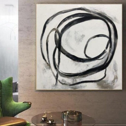 Buy Extra Large Paintings On Canvas Abstract Art Black And White Circle Painting Modern Wall Art Oil Painting | SPIRALE online shopping cheap