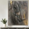 Extra Large Vertical Wall Art Horse Painting Abstract Painting Original Grey Abstract Art Gold Leaf | NOBLE HORSE Extra Large Vertical Wall Art Horse Painting Abstract Painting Original Grey Abstract Art Gold Leaf | NOBLE HORSE