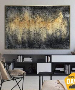 Extra Large Wall Art Gold Painting Gray Painting On Canvas | GOLDEN MIRAGE 28"x35"