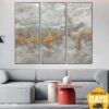 Buy Extra Large White Paintings On Canvas Triptych Paintings Modern Gold Leaf Art Original Textured Painting | GOLDEN FOG 3P 80"x96" online shopping cheap