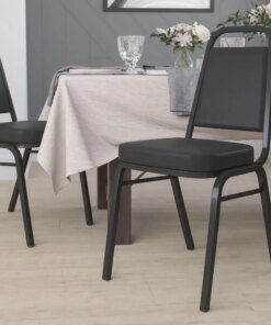 FDBHF1 Series Trapezoidal Back Stacking Banquet Chair In Black Vinyl ，20.25 X 17.50 X 36.00 Inches