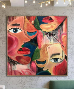 Faces Abstract Painting Large Fine Art Abstract Modern Artwork Painting | MIXED DREAMS