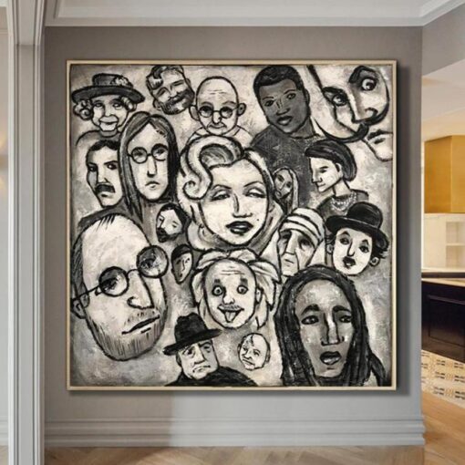Buy Famous Face Painting Black And White Abstract People Painting Lifestyle Human Art | FAMOUS PEOPLE online shopping cheap