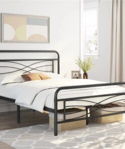 Fashion Vintage Metal Twin Bed with Criss-Cross Design, Black