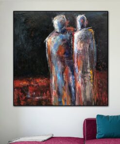 Figurative Abstract Paintings On Canvas Expressionist Art Humans Painting Original Textured Painting Modern Fashion Wall Art | RENDEZVOUS