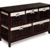 Buy Five Drawer Storage Unit with Wicker Baskets -Espresso online shopping cheap
