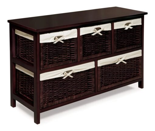 Buy Five Drawer Storage Unit with Wicker Baskets -Espresso online shopping cheap