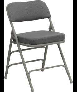 Flash Furniture HERCULES Series Premium Curved Triple Braced & Double Hinged Gray Fabric Metal Folding Chair