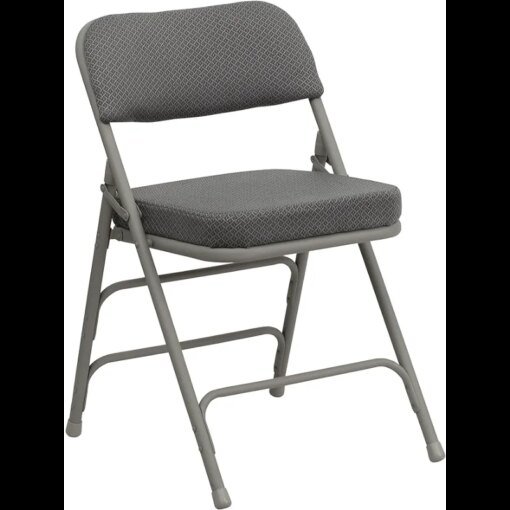 Buy Flash Furniture HERCULES Series Premium Curved Triple Braced & Double Hinged Gray Fabric Metal Folding Chair online shopping cheap