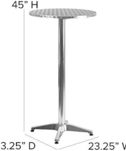 Flash Furniture Mellie 23.25″ Round Aluminum Indoor-Outdoor Bar Height Table with Flip-Up Table