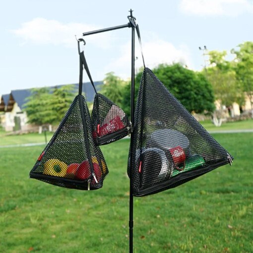 Buy Foldable Triangle Drying Net Organizer Mesh Hanging Bag Camping Outdoor Kitchen Storage Basket Dry Food Vegetable Storage online shopping cheap