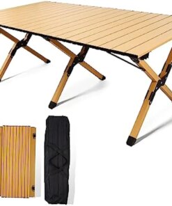 Folding Camping Table, Lightweight Roll-Up Table Aluminum Low Portable Picnic Table with Easy Carrying Bag