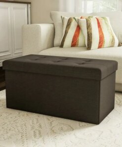 Folding Ottoman with Removable Bin (Brown)