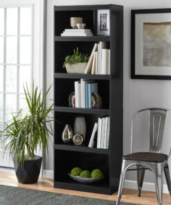 Framed 5-Shelf Bookcase, True Black Oak