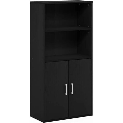 Buy Furinno Pasir Storage Cabinet with 2 Open Shelves and 2 Doors Black Oak 11.8"D X 23.6"W X 47.8"H Living Room Cabinets online shopping cheap