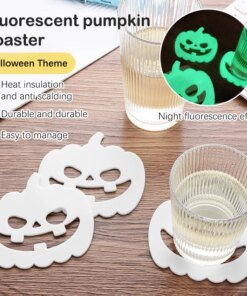 Glow Coaster Spooky Durable Halloween Pumpkin Coasters Placemats For Home Party Decoration Heat-resistant Fluorescent Coaster