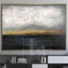 Buy Gold Horizon Painting Abstract Sunset Painting Thick Paint Unique Abstract Painting Hotel Art | DARK WATERSCAPE online shopping cheap