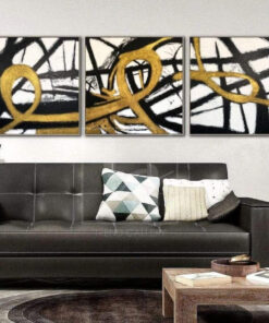 Gold Painting Black And White Wall Art Original Painting On Canvas | LOOPS OF FATE