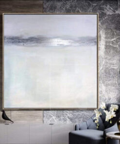 Gray Painting Silver Leaf Painting Beige Painting Modern Art Painting Canvas | SILVER FLASH