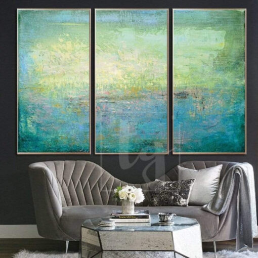 Buy Green Abstract Painting Large Canvas Wall Art Blue Abstract Painting | TURQUOISE MEADOW online shopping cheap