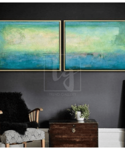 Green Painting Modern Painting Abstract Oil Painting Wall Painting On Canvas 2 Piece | TURQUOISE MEADOW