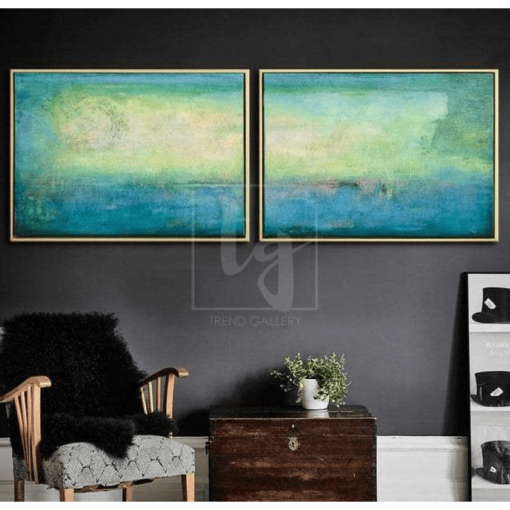 Buy Green Painting Modern Painting Abstract Oil Painting Wall Painting On Canvas 2 Piece | TURQUOISE MEADOW online shopping cheap
