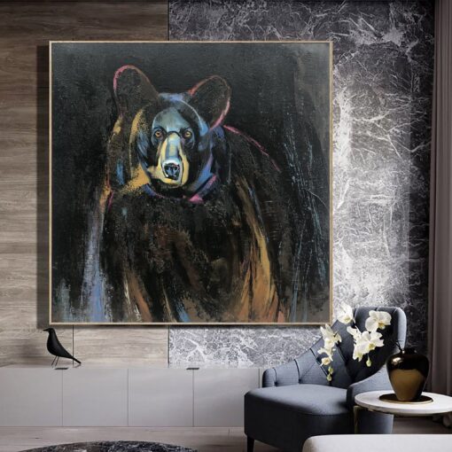 Buy Grizzly Bear Abstract Painting Large Bear Painting Animal Art Canvas Painting Dark Canvas Art Black Painting Wall Art Modern Paintings | THOUGHTFUL BEAR online shopping cheap
