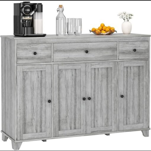 Buy HIFIT Buffet Cabinet Farmhouse Sideboards and Buffets with 3 Storage Drawers & 4 Doors Adjustable Shelves