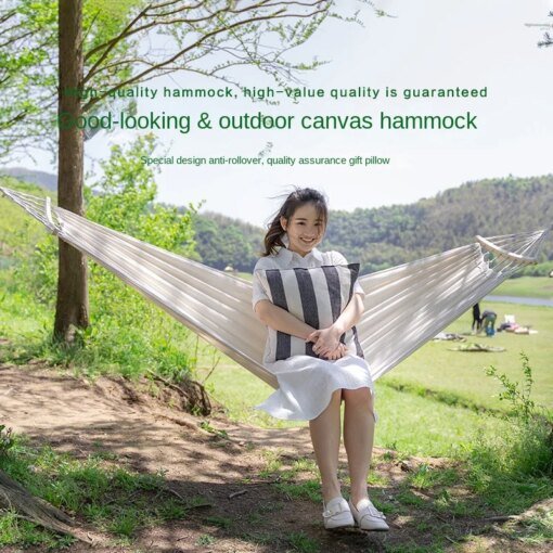 Buy Hammock Outdoor Swing Portable Anti-rollover Picnic Camping Indoor Canvas Hanging Chair Single Double Camping online shopping cheap