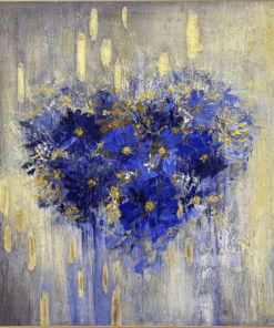 Heart Flower Abstract Painting Romantic Wall Art Abstract Love Painting On Canvas | FLOWER HEART