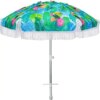 Heavy Duty HIGH Wind fringe Umbrella with sand anchor & Tilt Sun Shelter , UV 50+ Sun Protection Outdoor Sunshade Umbrella