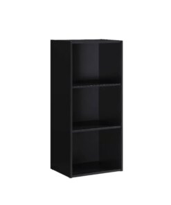 Hodedah 3-Shelf Bookcase in Black