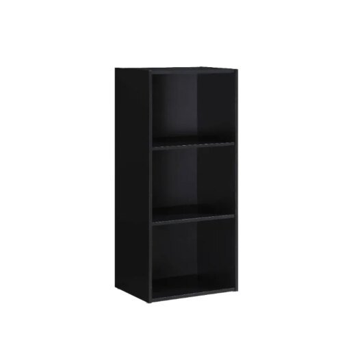 Buy Hodedah 3-Shelf Bookcase in Black online shopping cheap