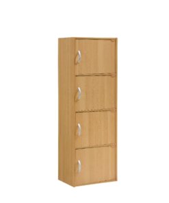 Hodedah 4 Door Cabinet, Light Brown