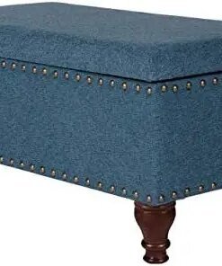 Home Decor | Upholstered Storage Bench with Nailhead Trim | Ottoman with Storage for Living Room & Bedroom | Decorative Home Fol