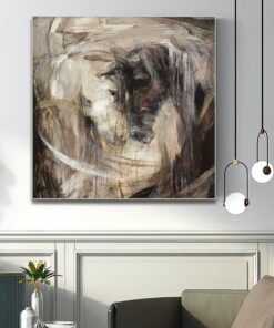 Horse Oil Painting on Canvas Abstract Horse Love Painting Equine Art for Horse Lover Brown Contemporary Wall Art Wall Decor | HORSE LOVE