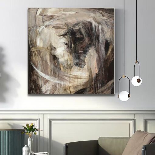 Buy Horse Oil Painting on Canvas Abstract Horse Love Painting Equine Art for Horse Lover Brown Contemporary Wall Art Wall Decor | HORSE LOVE online shopping cheap