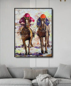 Horse Racing Acrylic Artwork Horse Racing Painting Wall Art Decor Jockeys Artwork Decor for Home | JOCKEYS