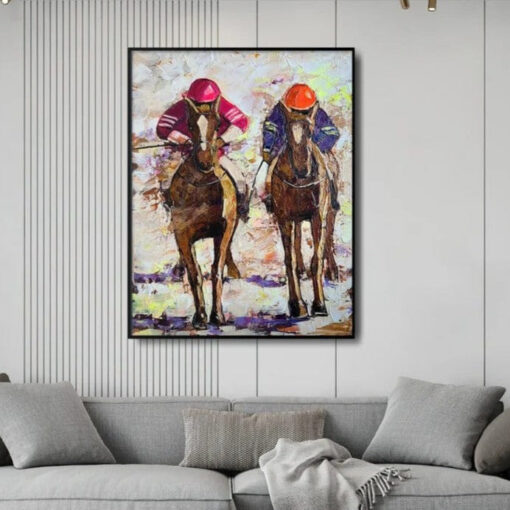 Buy Horse Racing Acrylic Artwork Horse Racing Painting Wall Art Decor Jockeys Artwork Decor for Home | JOCKEYS online shopping cheap