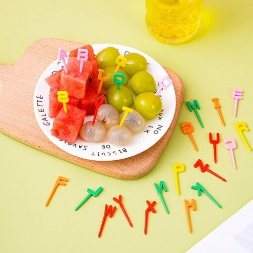 Buy Household 26 letters fruit fork creative children's animal cute fruit fork set lunch sign online shopping cheap