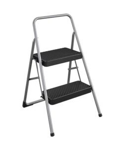 Household Folding Steel Step Stool, ANSI Type 3, 200 lb Weight Capacity, Platinum