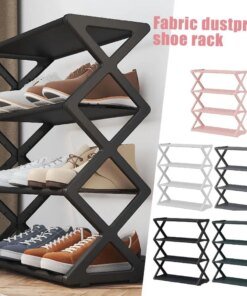 Household Simple X-shaped Shoe Rack, Multifunctional Steel Shoe Dormitory Assembly Shoe-shelf Student Pipe Double-layer Cab Y4R5