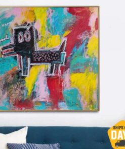 Huge Colorful Paintings On Canvas Dog Painting Animal Wall Art Dog Artwork Modern Paintings Acrylic Wall Art Office Decor | SMOKY DOG 42.12"x42.12"