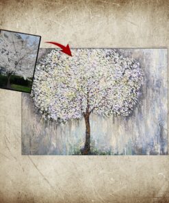Huge Wall Art Abstract Tree Oil Painting On Canvas Framed Wall Art Modern Painting Colorful Tree Original Artwork Contemporary Wall Decor | SNOWY TREE