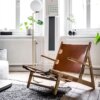 Hunting Chair Designer Creative Nordic Vintage Solid Wood Cowhide Light Luxury Lying Chair Home Stay Hotel Balcony Leisure Chair