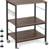 Buy Industrial Microwave Oven Stand Kitchen Baker's Rack End Table 3 Tier Storage Shelf with 10 Hooks for Living Room