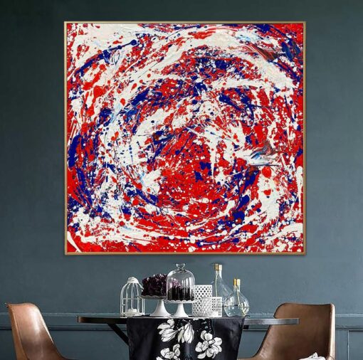 Buy Jackson Pollock Style Painting Abstract Red Mixed Blue White Painting Aesthetic Painting Expressionist Art Luxury Painting | EMOTIONAL MOVEMENT online shopping cheap